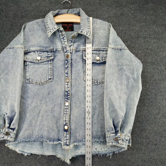 Black Label C'Est Toi Denim Jacket Women's Medium Blue Long Sleeve Frayed Hem - Picture 11 of 13